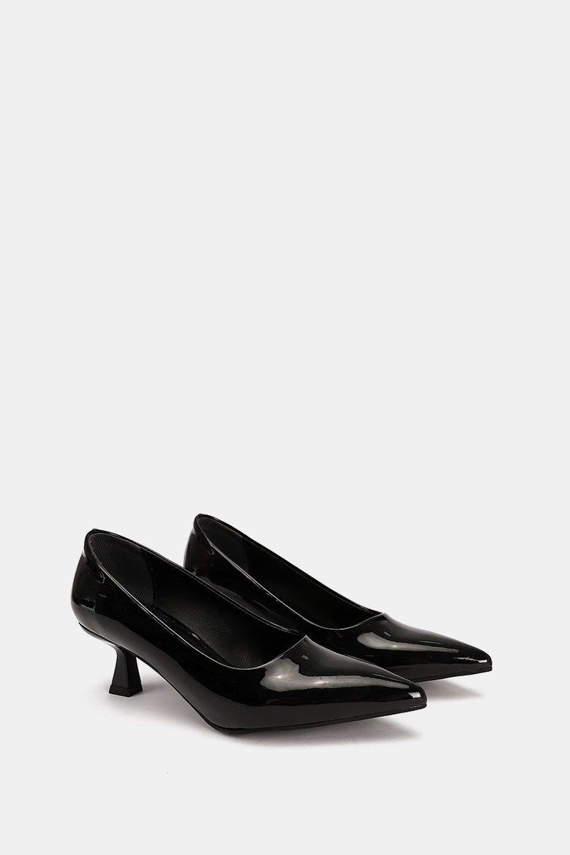BLACK POINTED TOE VERNE KITTEN HEELS
