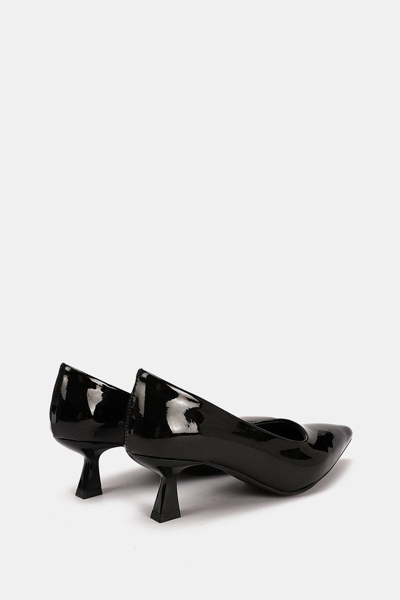BLACK POINTED TOE VERNE KITTEN HEELS