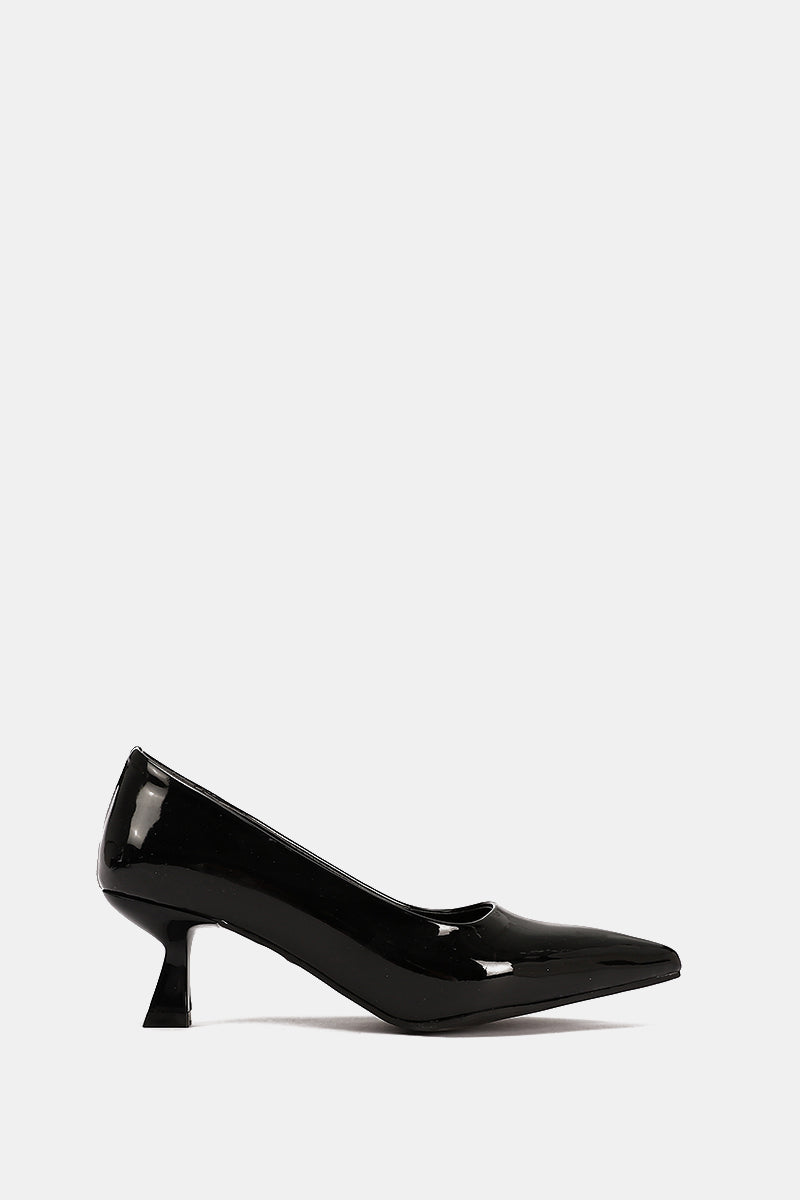 BLACK POINTED TOE VERNE KITTEN HEELS