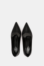 BLACK CROCODILE KITTEN HEELS