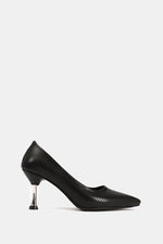 BLACK CROCODILE KITTEN HEELS