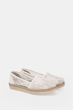 WHITE FLORAL MESH LOAFERS