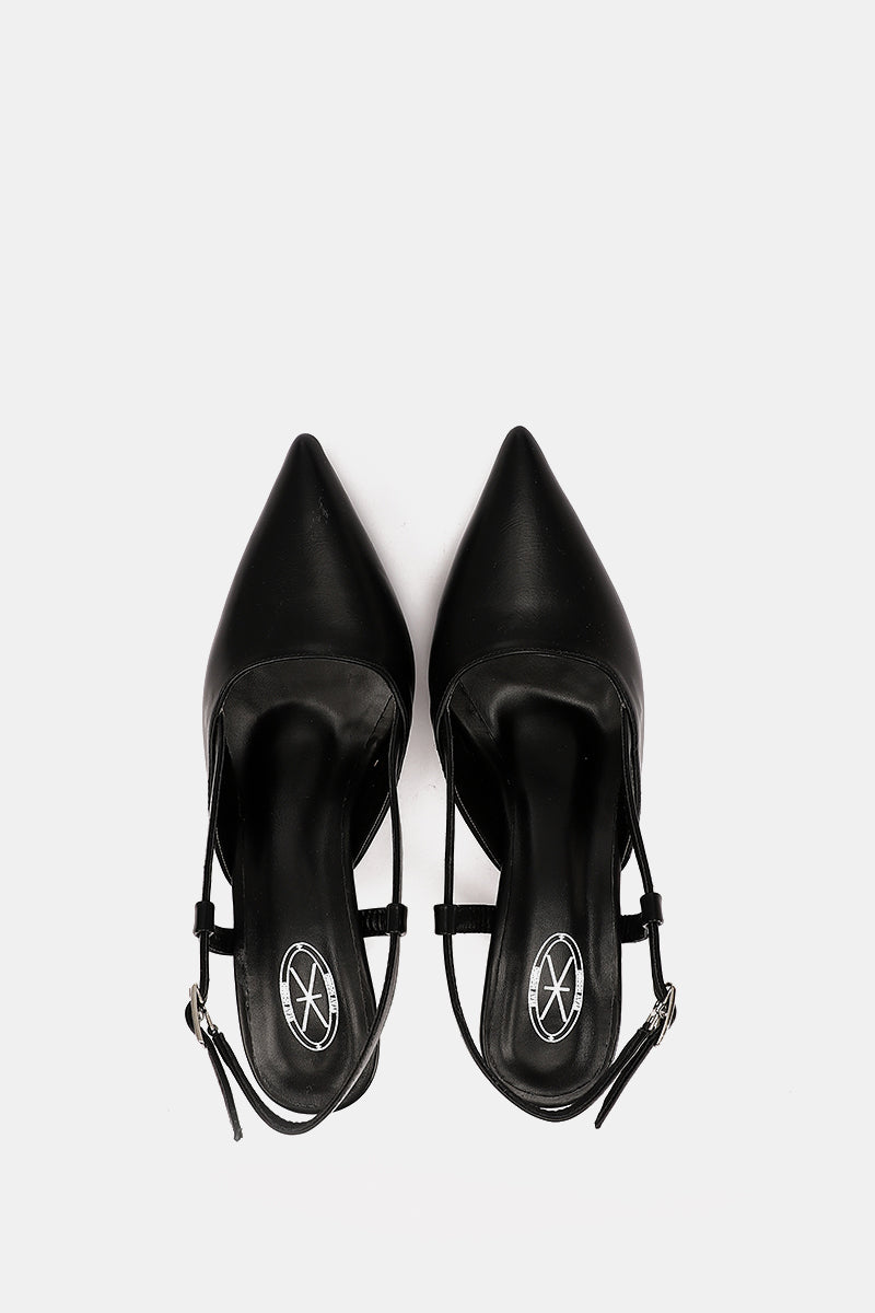 SLINGBACK BLACK KITTEN HEELS