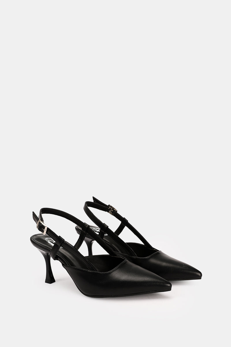 SLINGBACK BLACK KITTEN HEELS