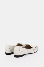 WHITE LEATHER SLIP ON LOAFERS