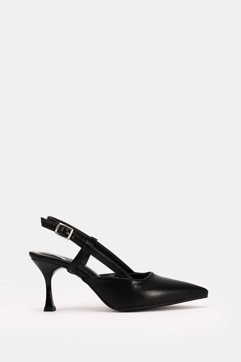 SLINGBACK BLACK KITTEN HEELS