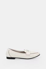 WHITE LEATHER SLIP ON LOAFERS