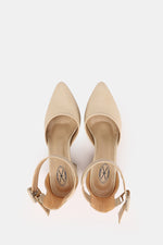 BEIGE BUCKLED CHUNKY HEELS