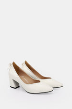 WHITE BOW LOW HEELS