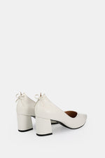 WHITE BOW LOW HEELS