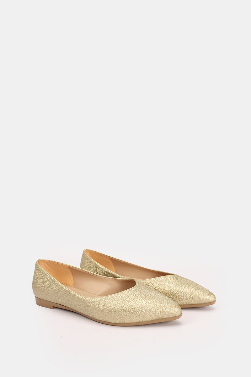 GOLD FLAT LEATHER BALLET