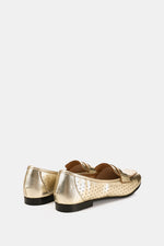 GOLD LEATHER SLIP ON LOAFERS