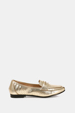 GOLD LEATHER SLIP ON LOAFERS