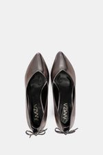 METALLIC BOW LOW HEELS