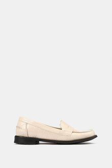 BEIGE VEGAN LEATHER PENNY LOAFERS