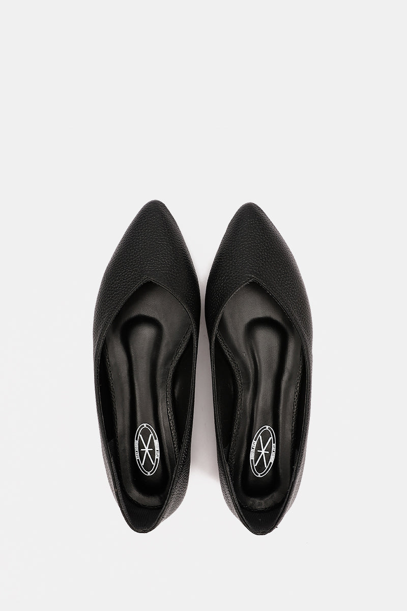 BLACK FLAT LEATHER BALLET
