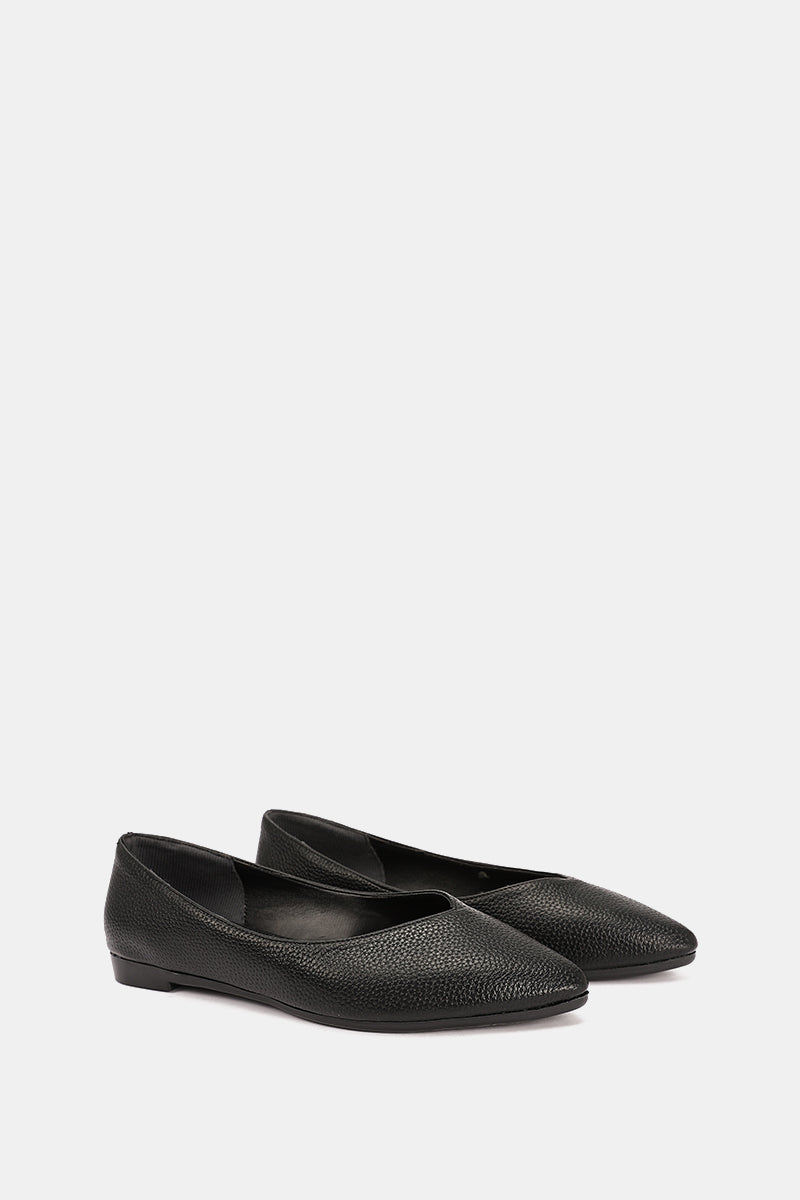 BLACK FLAT LEATHER BALLET