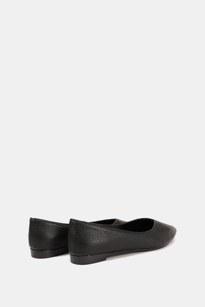 BLACK FLAT LEATHER BALLET