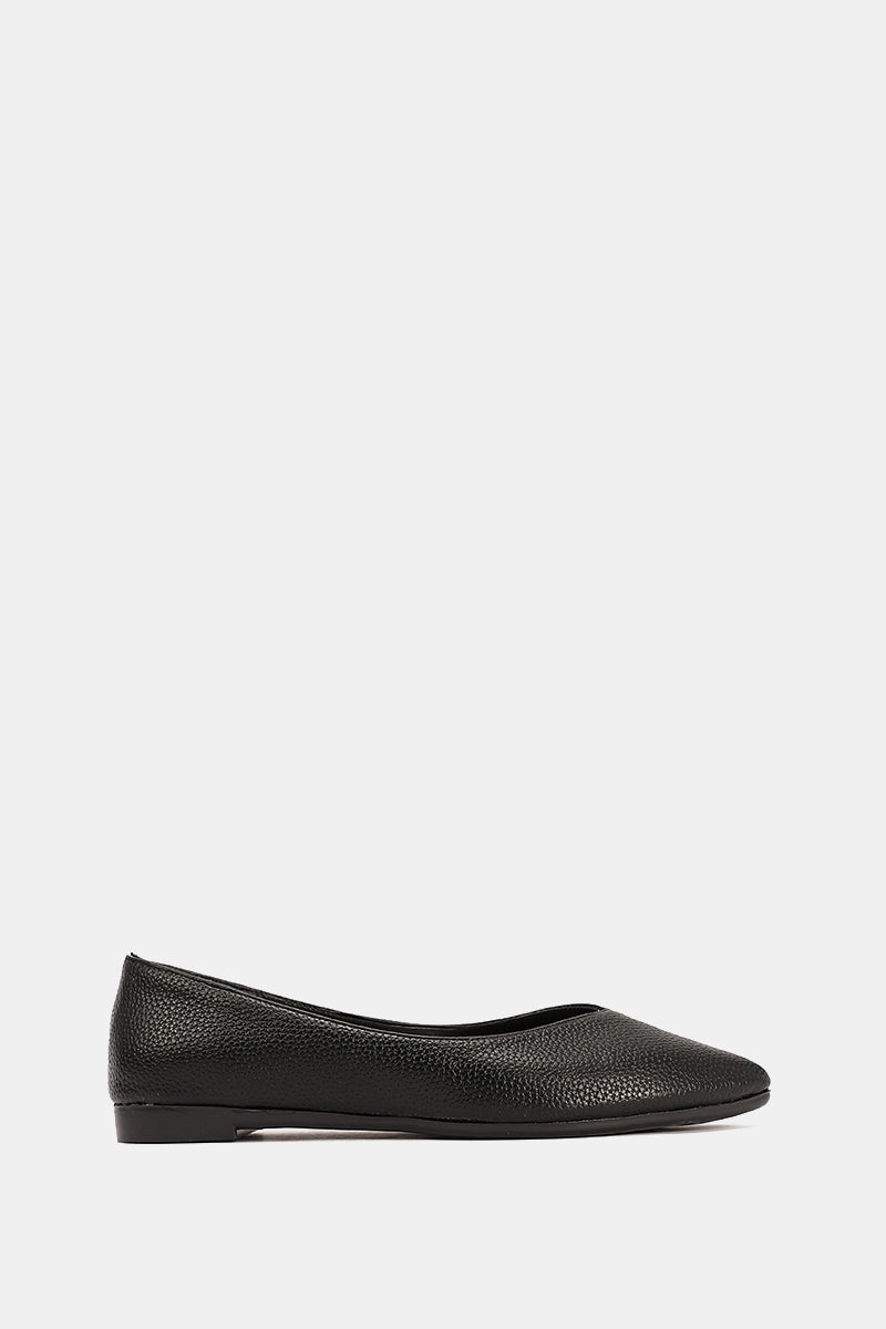 BLACK FLAT LEATHER BALLET