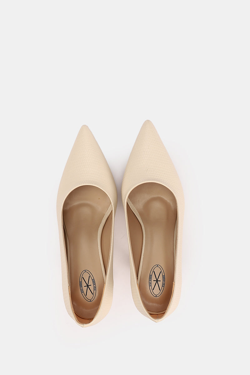 BEIGE CROCODILE KITTEN HEELS