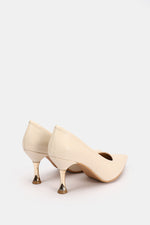 BEIGE CROCODILE KITTEN HEELS