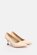 BEIGE CROCODILE KITTEN HEELS