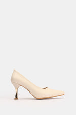 BEIGE CROCODILE KITTEN HEELS