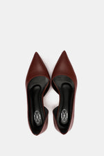 BURGUNDY OPEN KITTEN PUMPS