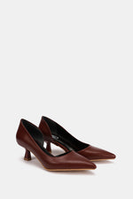 BURGUNDY OPEN KITTEN PUMPS