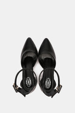 BLACK BUCKLED CHUNKY HEELS