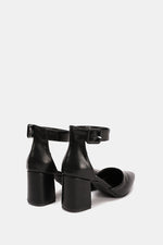 BLACK BUCKLED CHUNKY HEELS