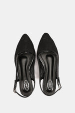 SLINGBACK BLACK FLORAL MESH MULE