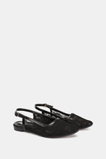 SLINGBACK BLACK FLORAL MESH MULE