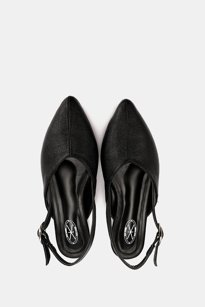 SLINGBACK BUCKLE BLACK MULE