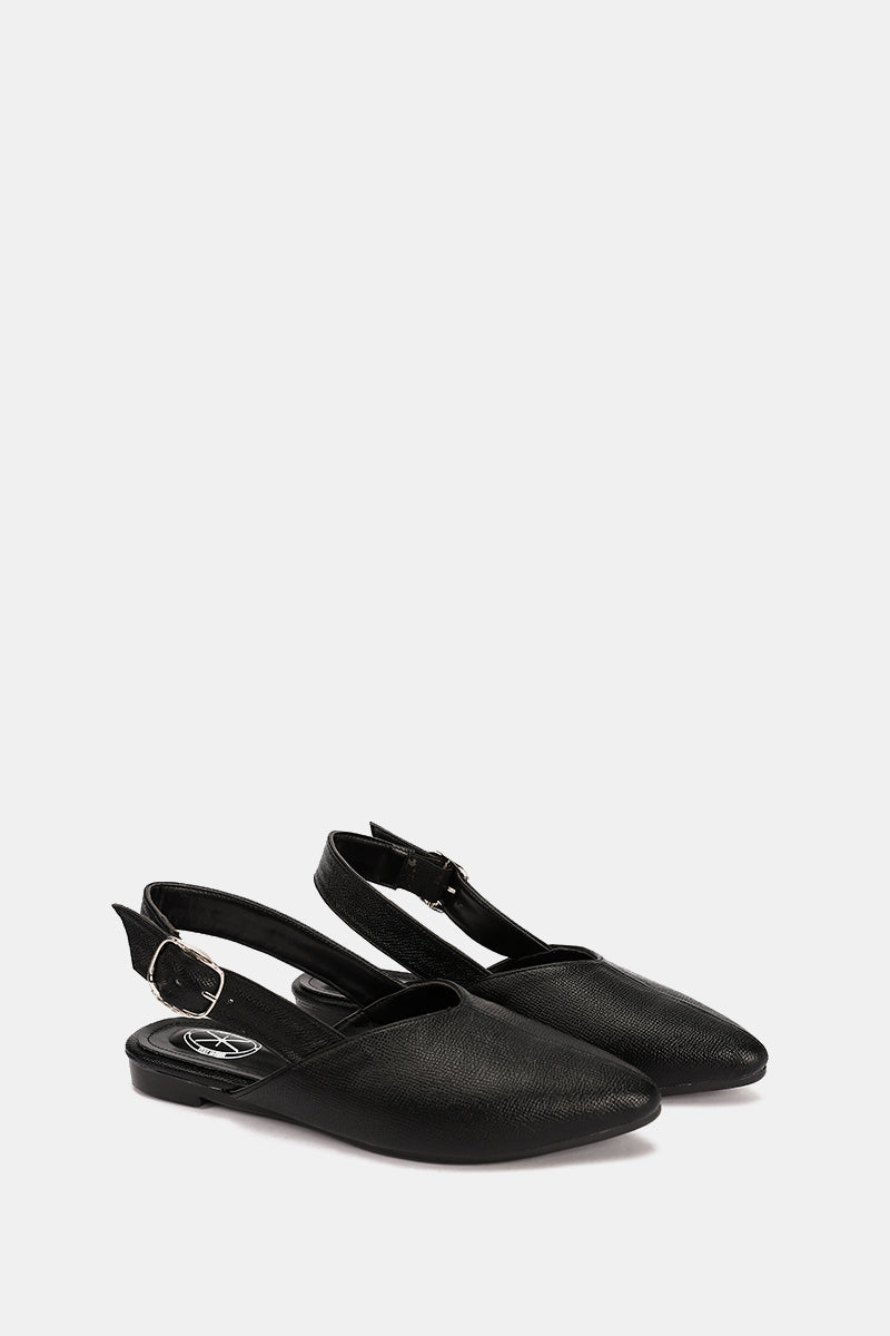 SLINGBACK BUCKLE BLACK MULE