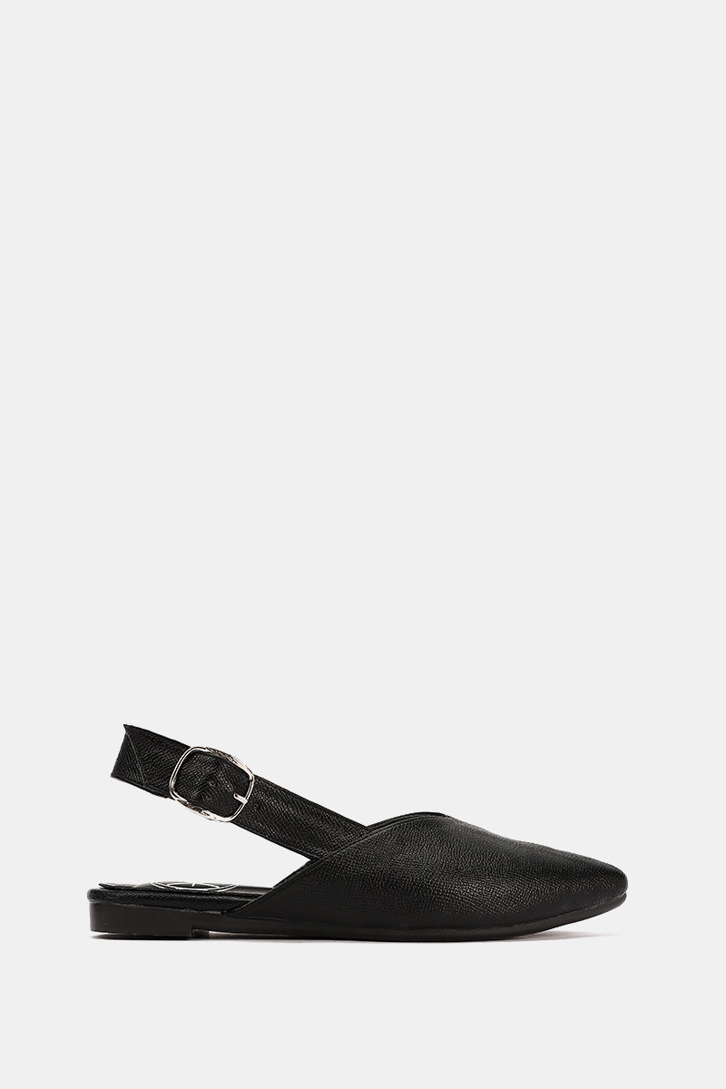 SLINGBACK BUCKLE BLACK MULE