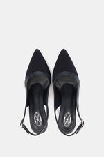 NAVY KNIT HEELS