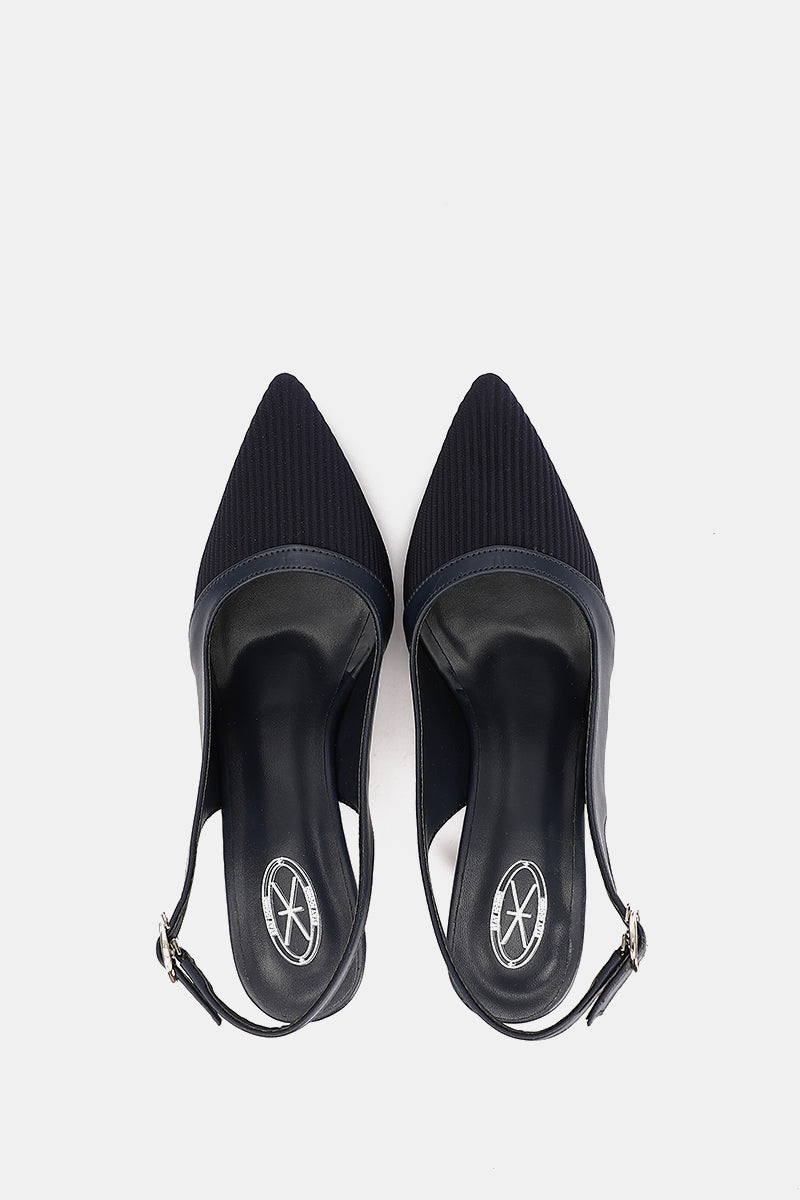 NAVY KNIT HEELS