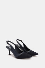 NAVY KNIT HEELS