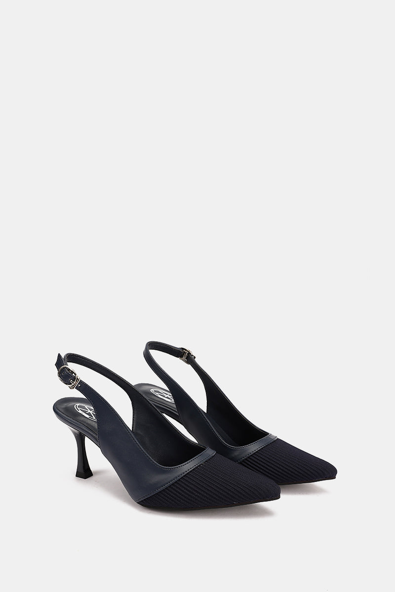 NAVY KNIT HEELS