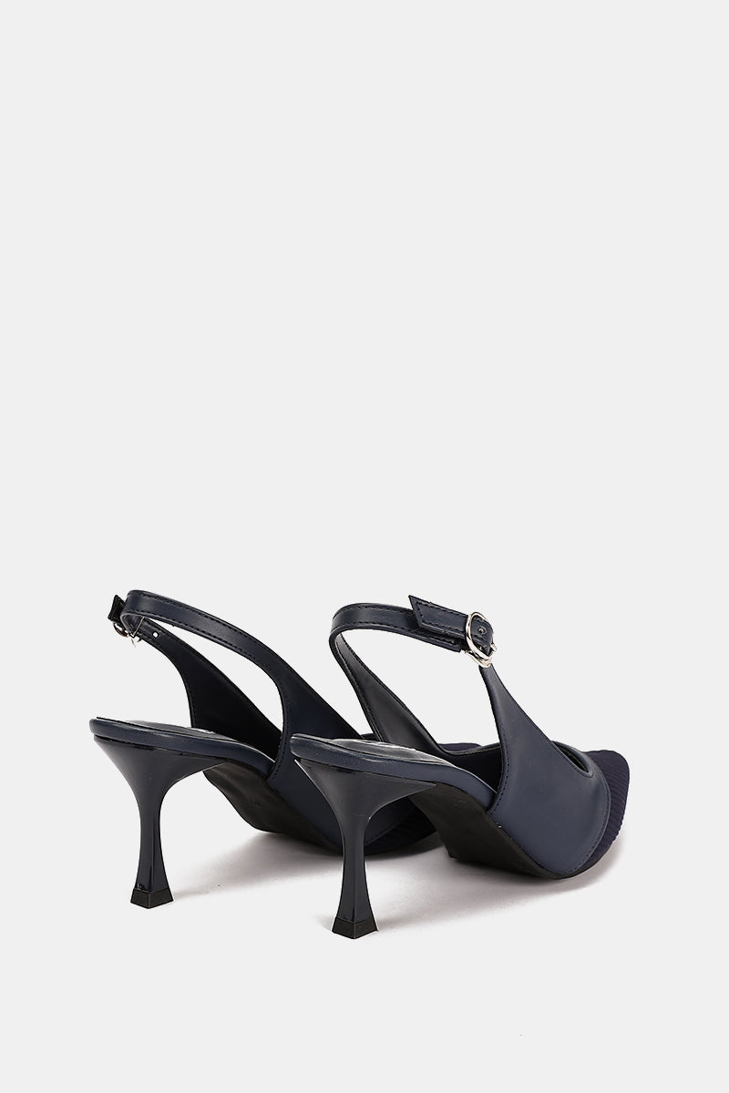 NAVY KNIT HEELS