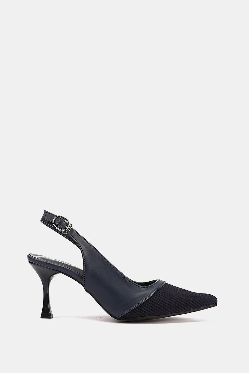NAVY KNIT HEELS