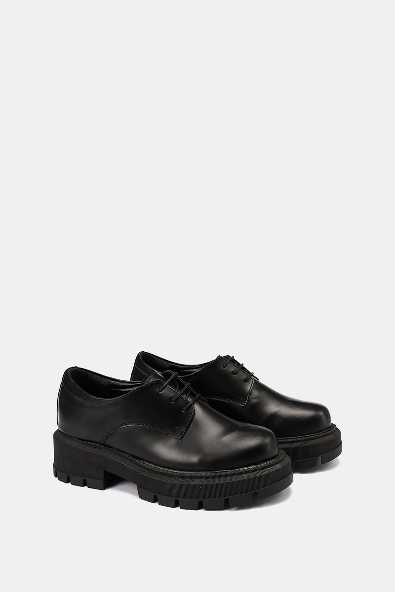 MATTE BLACK LEATHER DERBY LOAFERS