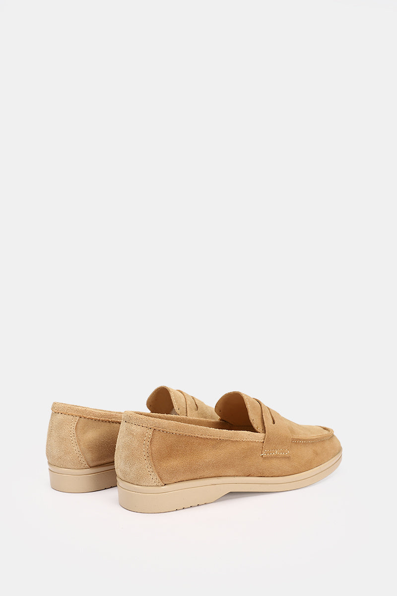 BEIGE LEATHER TASSEL LOAFERS