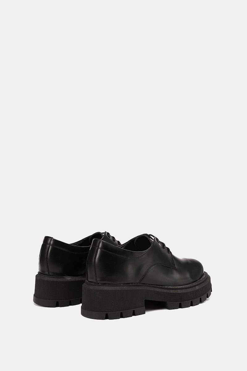 MATTE BLACK LEATHER DERBY LOAFERS