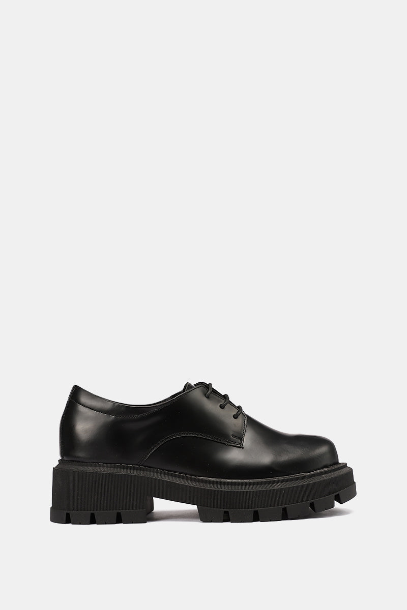 MATTE BLACK LEATHER DERBY LOAFERS