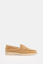 BEIGE LEATHER TASSEL LOAFERS