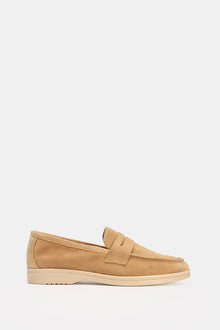 BEIGE LEATHER TASSEL LOAFERS