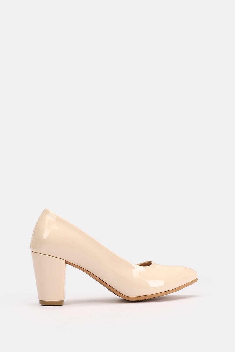 BEIGE CHUNKY HEELS