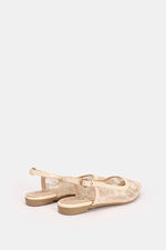 SLINGBACK BEIGE FLORAL MESH MULE
